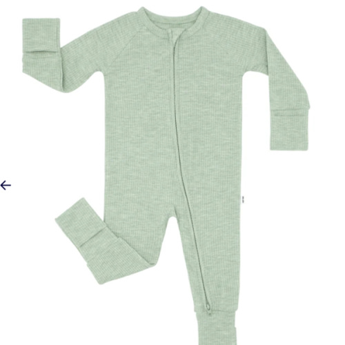 Heather Sage Ribbed Zippy - Little Sleepies
