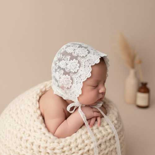 Lace Christening Bonnet: Lace Baby Baptism Hat