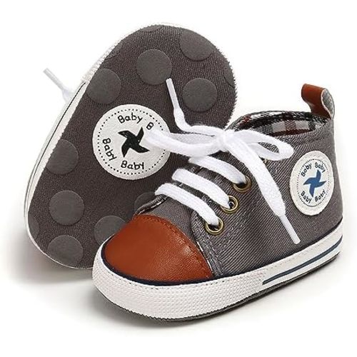 Baby Girls Boys Shoes Soft Anti-Slip Sole Newborn First Walkers High Top Canvas Denim Unisex Infant Sneaker