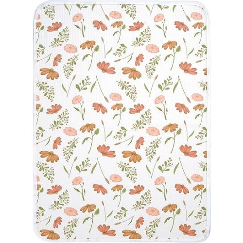 haakaa Waterproof Changing Pad Liners, 100% Cotton, Soft & Breathable (1pc, 19.5" x 27.5" Velvet Bloom)