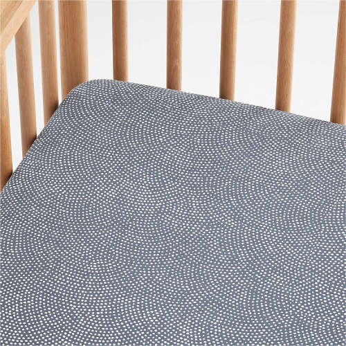 Batik Indigo Organic Cotton Baby Crib Fitted Sheet by Leanne Ford