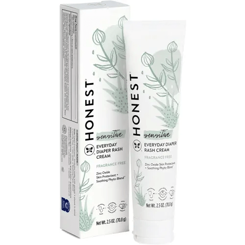 The Honest Company Hypoallergenic Diaper Rash Cream | Moisturizing + Calming Zinc Oxide Ointment | NEA Recognized, Cruelty Free | 2.5 oz