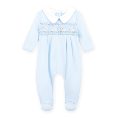 Bunny Love Classics Smocked Footie - Light Blue