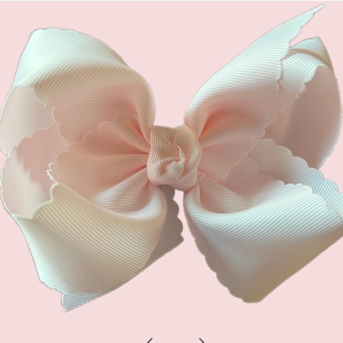 Ballerina Pink Scallop Edge Grosgrain Bow
