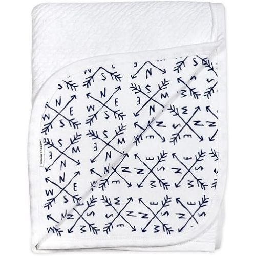 HonestBaby Baby Organic Cotton Matelasse Reversible Receiving Blanket, Compass, One Size