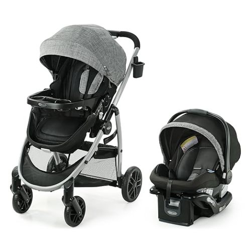 Graco Modes Pramette Travel System, Car Seat and Stroller Combo, Includes SnugRide LX Infant Car Seat and Baby Stroller, 3 Modes: Car Seat Carrier, Pramette, Toddler Stroller, Ellington
