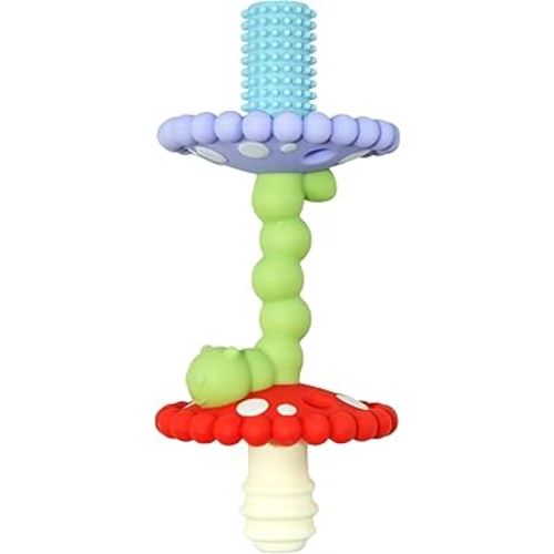 RaZbaby Chompy Teether Wand – Soft Silicone Hollow Baby Teething Tube for Front Teeth & Back Molars, Sensory Development and Multi Textured & Flexible Design, Compatible Teether (Multi Colored)