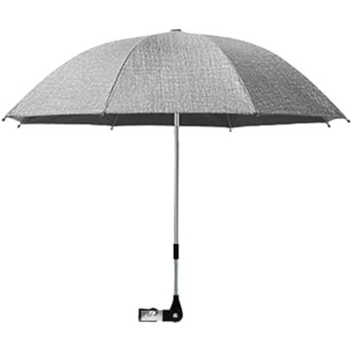 Convenient and Lightweight, Clip-On, Adjustable steering, The top of the umbrella can adjusted to bend, Universal, Umbrella Baby Stroller, Stroller Umbrella Attachment for Sun Protection Cowboy Grey