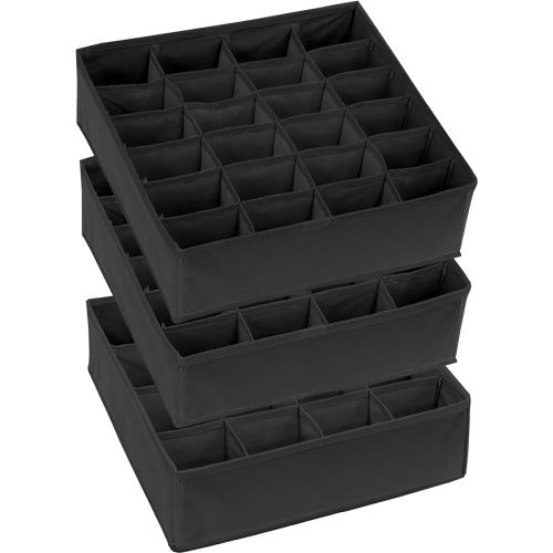 Simple Houseware Closet Drawer Organizer for Clothes, Socks and Underware, 3 Pack, Black