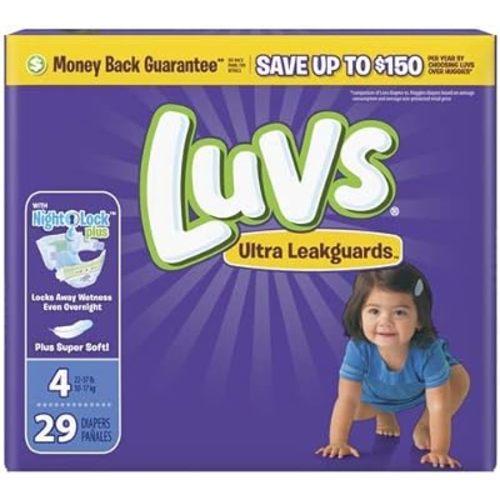 Luvs Ultra Leakguards Diapers with Night Lock, Size 4 (Pack of 4)