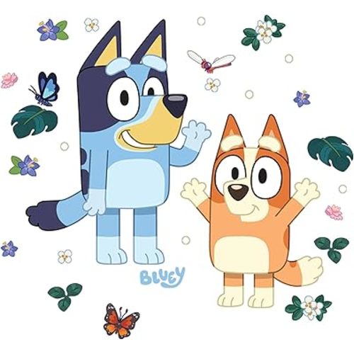 RoomMates Bluey and Bingo Character Blue Peel and Stick Wall Decals, RMDM5560