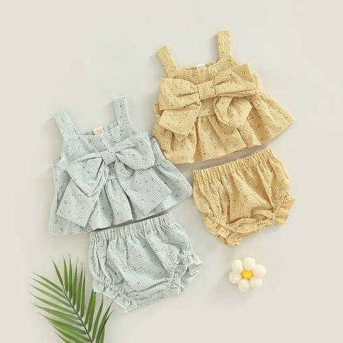 Polly Plaid Floral Bow Top & Shorts
