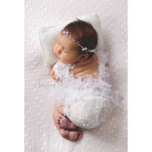 White pearl girl lace Newborn romper set, Newborn photo prop, newborn romper, newborn girl romper, newborn girl photo outfit, pearl romper