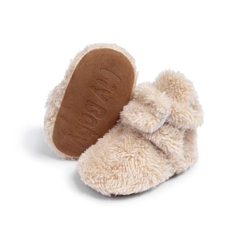 Meckior Infant Baby Boys Girls Cotton Booties Winter Fleece Warm Cozy Socks Soft Bottom Newborn Toddle First Walkers Crib Shoes with Grippers