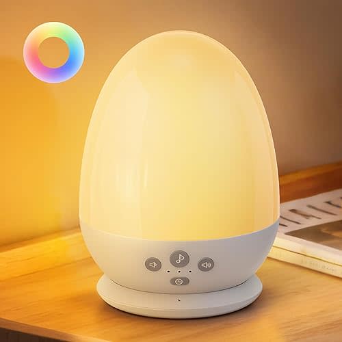 JolyWell Night Light for Kids, Egg Light for Nursery, Sound Machine for Sleep, Stepless Dimming, USB-C Rechargeable, Baby Night Light for Nursery & Bedroom