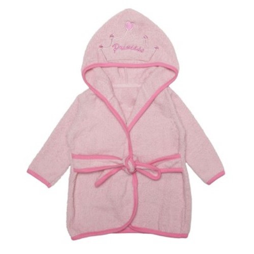 Everyday Kids Hooded Bath Robe for Girls – 3D Pink Princess with Crown, Soft Terry Cloth, Absorbent Toddler Robe, Baby Bath Essential Size 0-9 Months