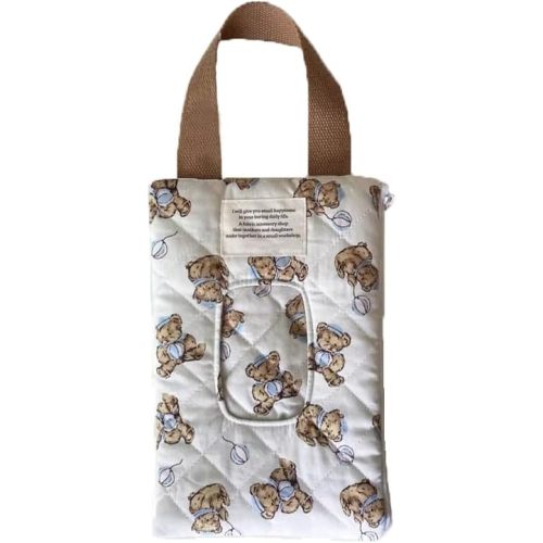 Quilted Baby Wipe Holder Floral Diaper Pouch Portable Quilted Wipes Bag for Car, Stroller