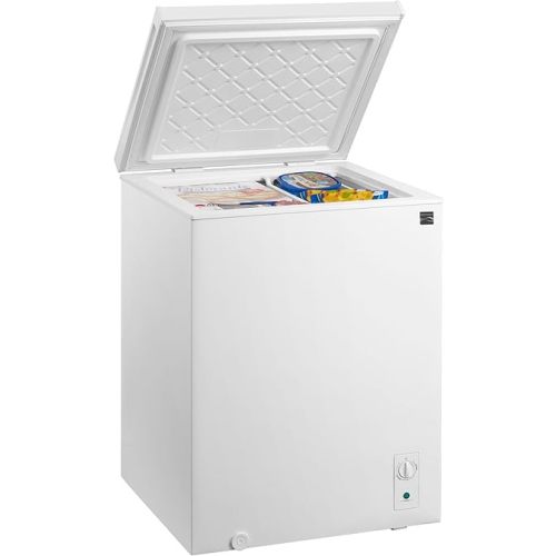 Kenmore 5 Cu. Ft. (143L) Convertible Chest Freezer/Refrigerator | Garage-Ready Manual Defrost | Balanced Hinge Stay-Open Lid | External Control Dial | White | For Basement Garage Shed Cottage