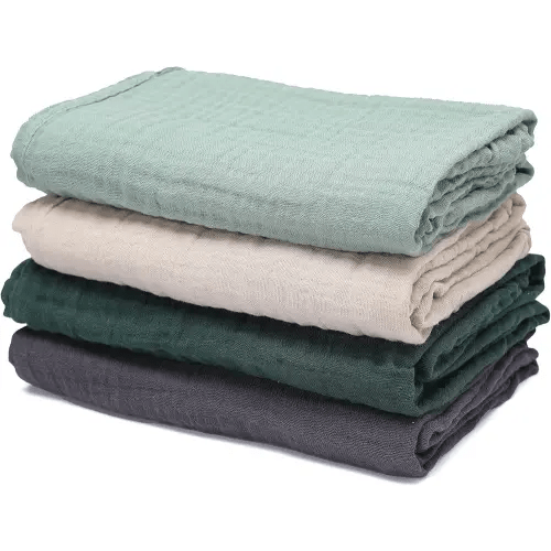 Baby Muslin Swaddle Blankets for Boys and Girls,4-Pack Breathable and Skin-Friendly,Wrap Soft Silky Cotton Muslin Swaddle Blankets/Atrovirens/Green/Apricot White/Grey…