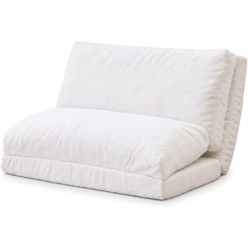 N&V Folding Matress Sofa Bean Bag Bed, Foam Filling Folding Matress Sofa, Includes Removable and Machine Washable Cover, Soft Premium Faux Fur (Medium, White)