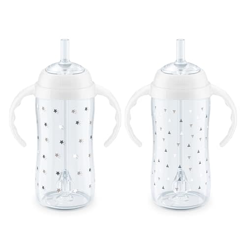 NUK Learner Straw Cup, 10oz, 2-Pack - Toddler Sippy Cup with Soft Straw for Easy Drinking, Suitable for Ages 8 Months and Up, Timeless Collection