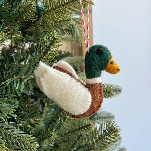 Mallard Duck Ornament - Felted Wool Fair Trade Handmade Holiday Christmas Decor from Nepal