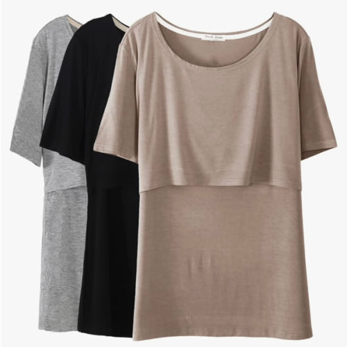 Smallshow Women's Maternity Nursing Tops Short Sleeve Breastfeeding Clothes