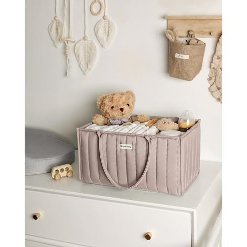 Blissful Diary Baby Diaper Caddy Basket, Baby Shower Caddy for Newborn Boys or Girls, Baby Diaper Caddy Organizer - Baby Gift Registry for Newborn Baby and Baby Must Haves Essentials - Sand