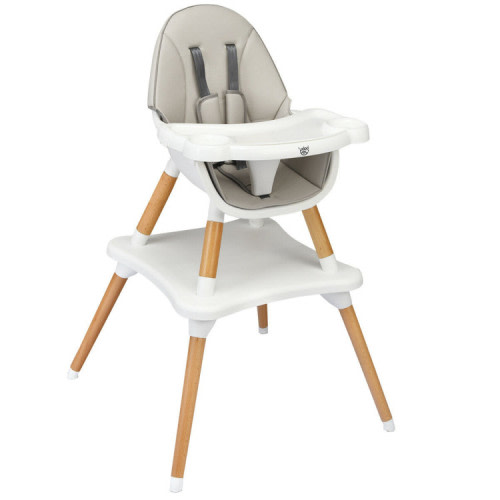 5-in-1 Baby Wooden Convertible High Chair -Gray