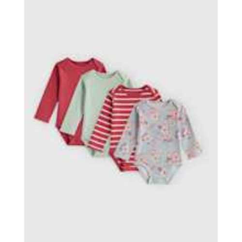100% Organic Cotton Long Sleeve Bodysuit 4-Pack - Baby Girl