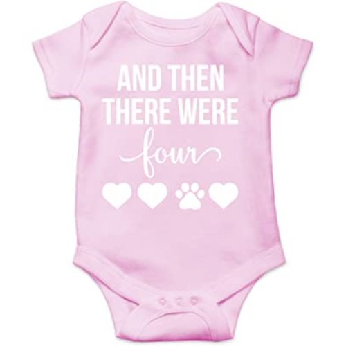 AW Fashions And Then There Were Four - My Siblings Have Paws - New To The Crew - Cute One-Piece Infant Baby Bodysuit