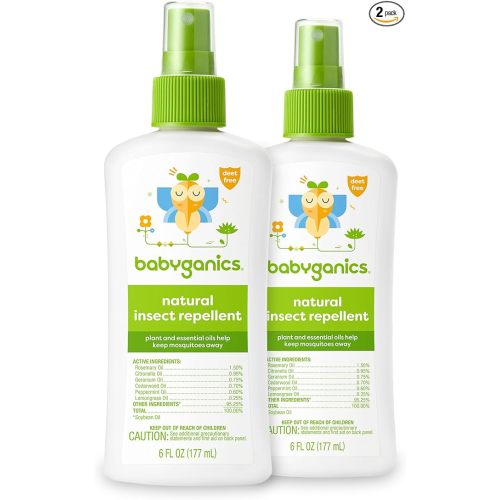Babyganics Insect Spray, 6oz, 2 pack, Made with Plant and Essential Oils, Packaging May Vary