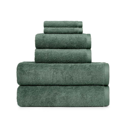 Better Homes & Gardens PowerLoft 6 Piece Bath Towel Set, Green Ash