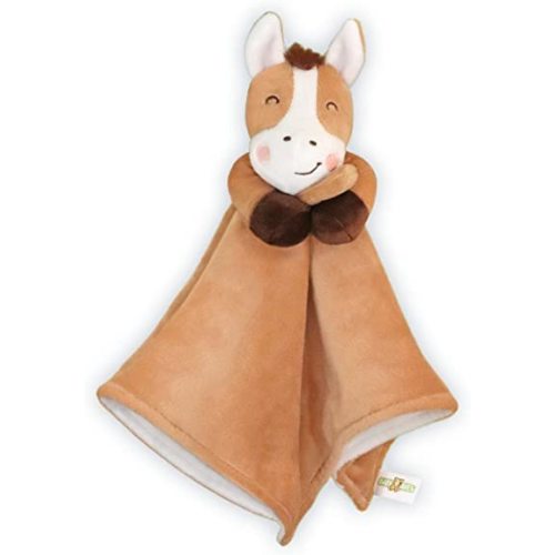 Horse Lovey Baby Security Blanket - Pony Stuffed Plush Animal Blankie 13x13 inches (Brown)