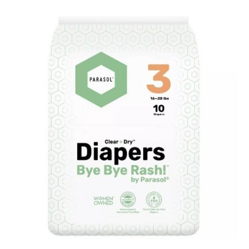 Parasol Chlorine-Free Diapers with RashShield Protection - Size 3 - 10ct