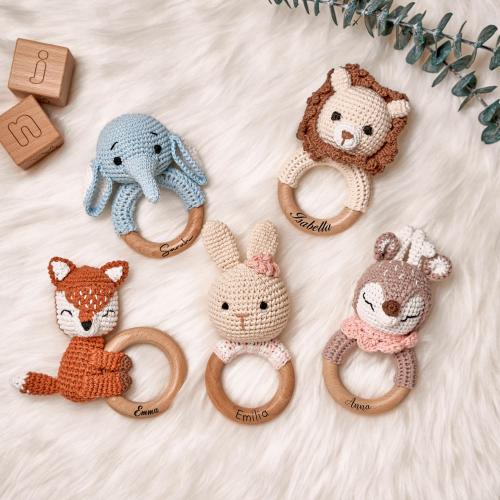 Personalized Baby Rattles • Animal Crochet Rattles • Baby Shower • Birthday Gift • Newborn Gifts • Baby Gift