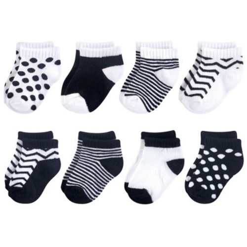 Luvable Friends Baby Unisex Fun Essential Socks, Black White, Size: 6-12 months