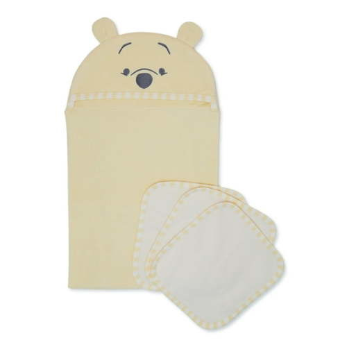 Disney Baby Winnie the Pooh Baby Neutral Infant Bath Set, Hooded Towel and 3 Washcloths