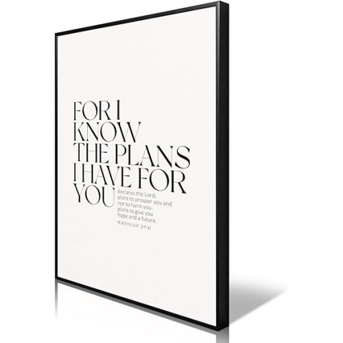 YOZWNGU For I Know The Plans I Have for You Canvas Wall Art, Christian Jeremiah 29 11 Bible Verse Poster, Religious Scripture Art Print, Spiritual Jesus Biblical Print for Prayer 8x12in Unframed