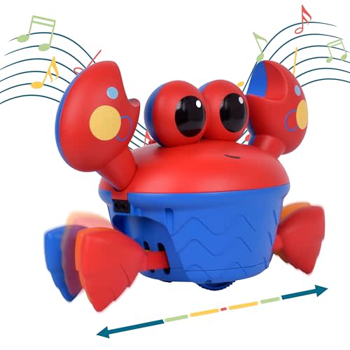 Musical Crawling Crab Toy for Babies & Toddlers - Encourages Crawling, Walking, Tummy Time, Active Play & Motor Skill Development – Interactive Activity Toy with Music for 6 Months & Up
