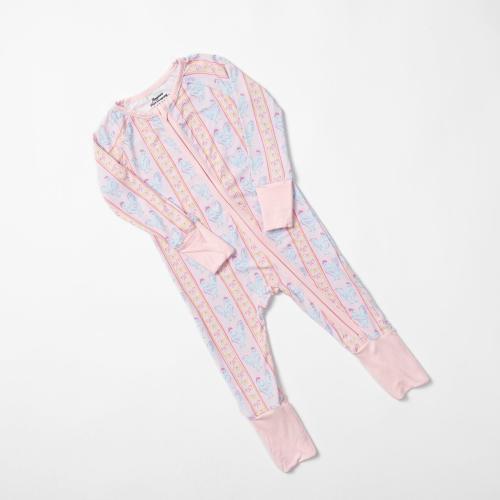 Pink Chicken & Bows Baby Bamboo Zippy - American Farm Company