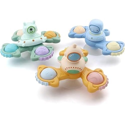 Baby Suction Cup Spinner Toys, Fidget Toy with Animatronic 3D Design for Kids and Toddlers (Space)