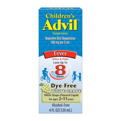 Children's Advil Pain Reliever and Fever Reducer, Dye Free Children's Ibuprofen for Pain Relief, White Grape - 4 fl oz HSA/FSA Eligible