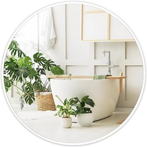 Fabuday White Round Mirror for Bathroom - Small 18 Inch Circle Mirror for Wall Decor with Matte Frame, Living Room, Bedroom, Entryway Circular Mirrors