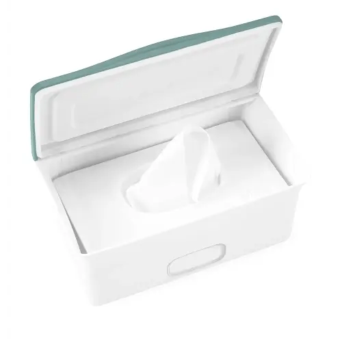 Ubbi Baby Wipes Dispenser with Weighted Plate and Secure Seal, Nursery and Baby Registry Essential to Keep Wipes Fresh, Open Water