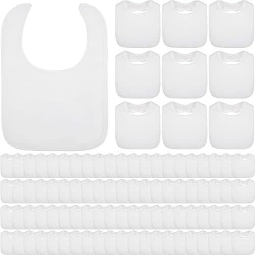 Toulite 20 Pcs White Bibs for Baby Washable Reusable Waterproof Cotton Feeder Bibs with Double Sided Design for Baby Shower Activity and Gifts