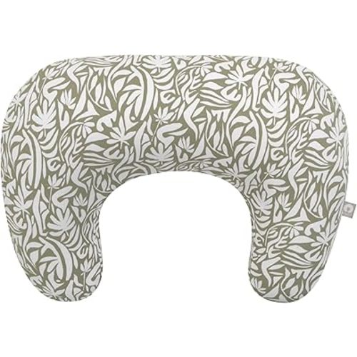 Boppy Nursing Pillow with Organic Cover, Green Cut Out Leaves, Larger, More Supportive Pillow, for Breastfeeding and Bottle Feeding, Firmer, Higher, Larger Than Original Nursing Pillow