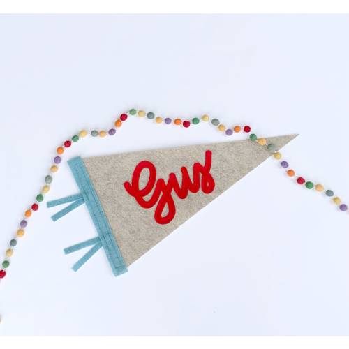 Cursive Name Pennant (Beige) | Calligraphy Modern Cursive Script Sign | Name Banner | Monthly Photo | Newborn Gift | Kids Room or Nursery