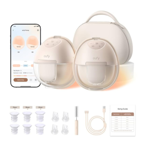 eufy Security Heated Wearable Breast Pump S1 Pro, Slim Hands-Free with Industry-Leading HeatFlow Tech, Wireless Charging Case, App-Controlled OptiRhythm, Hospital-Grade Suction, in-Bra Use
