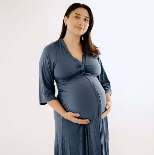 Lila Labor & Postpartum Gown in Midnight Blue